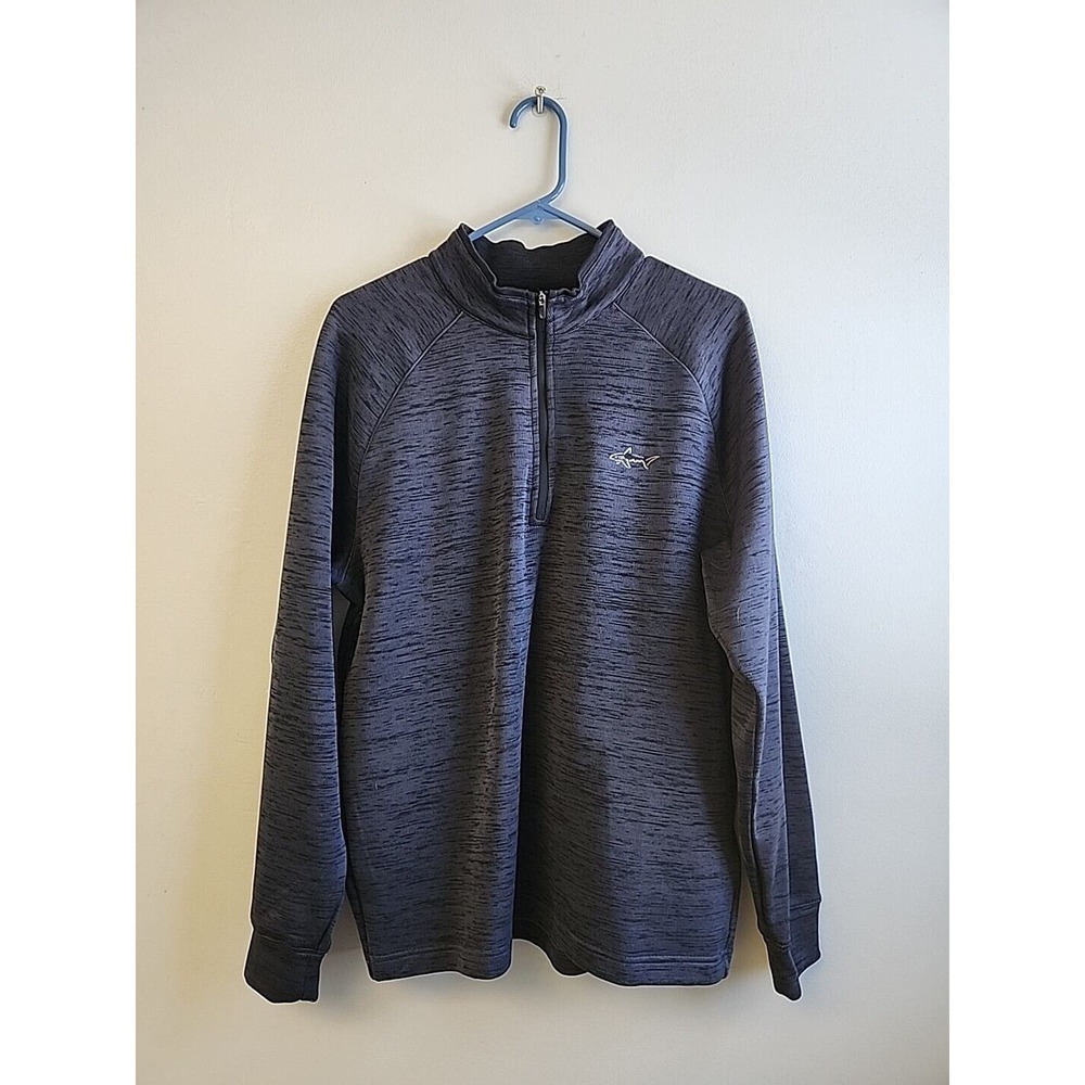 Greg Norman Men's M Blue Fleece Lined Golf Pullover 1/4 Zip Heathered